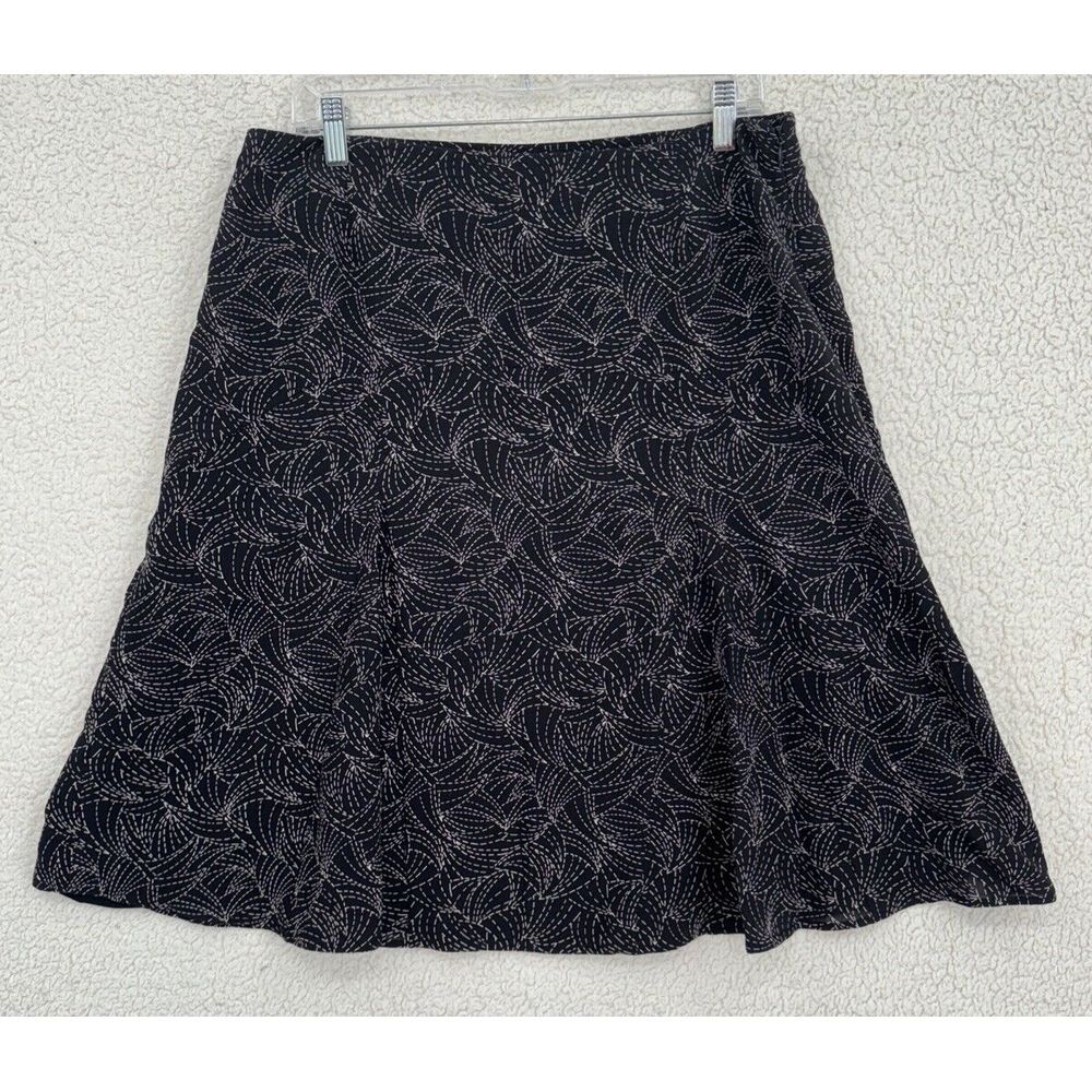Jones Wear Godet Midi Skirt Women Size 14 Black Geometric‎ Lined Whimsical